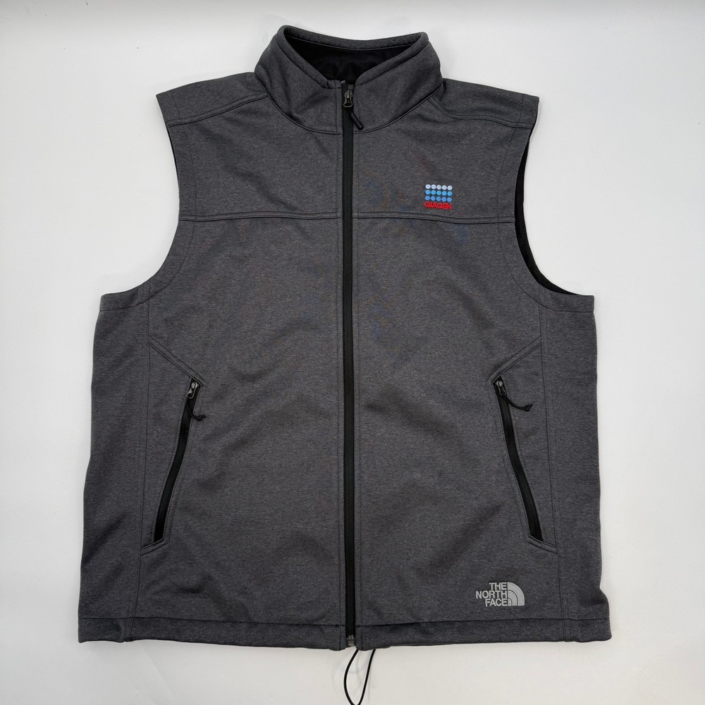 The North Face Mens XL WindWall Vest Gray Qiagen Softshell Full Zip Jacket